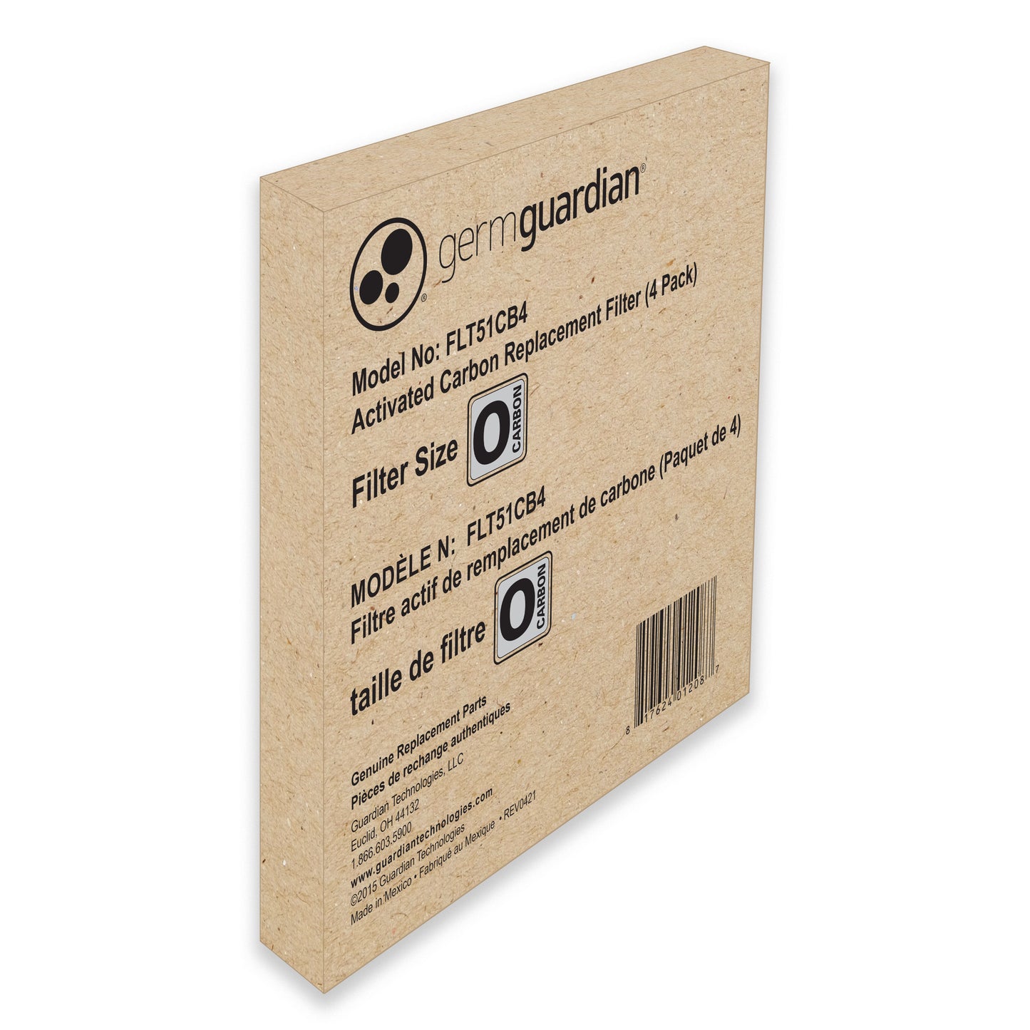 GermGuardian FLT51CB4 Carbon Replacement Filter O for AC5109W Air Purifier, 4 Pack