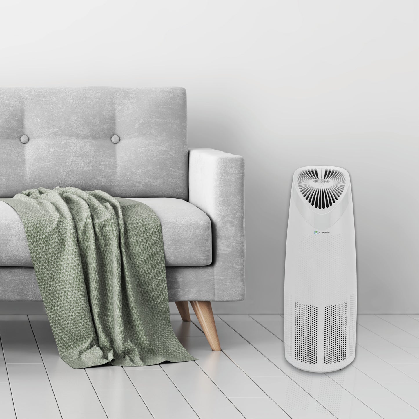 GermGuardian AC4625 HEPA PURE™ 22" Tower Air Purifier (360° 3-speed 4-stage UV-C filtration, white)