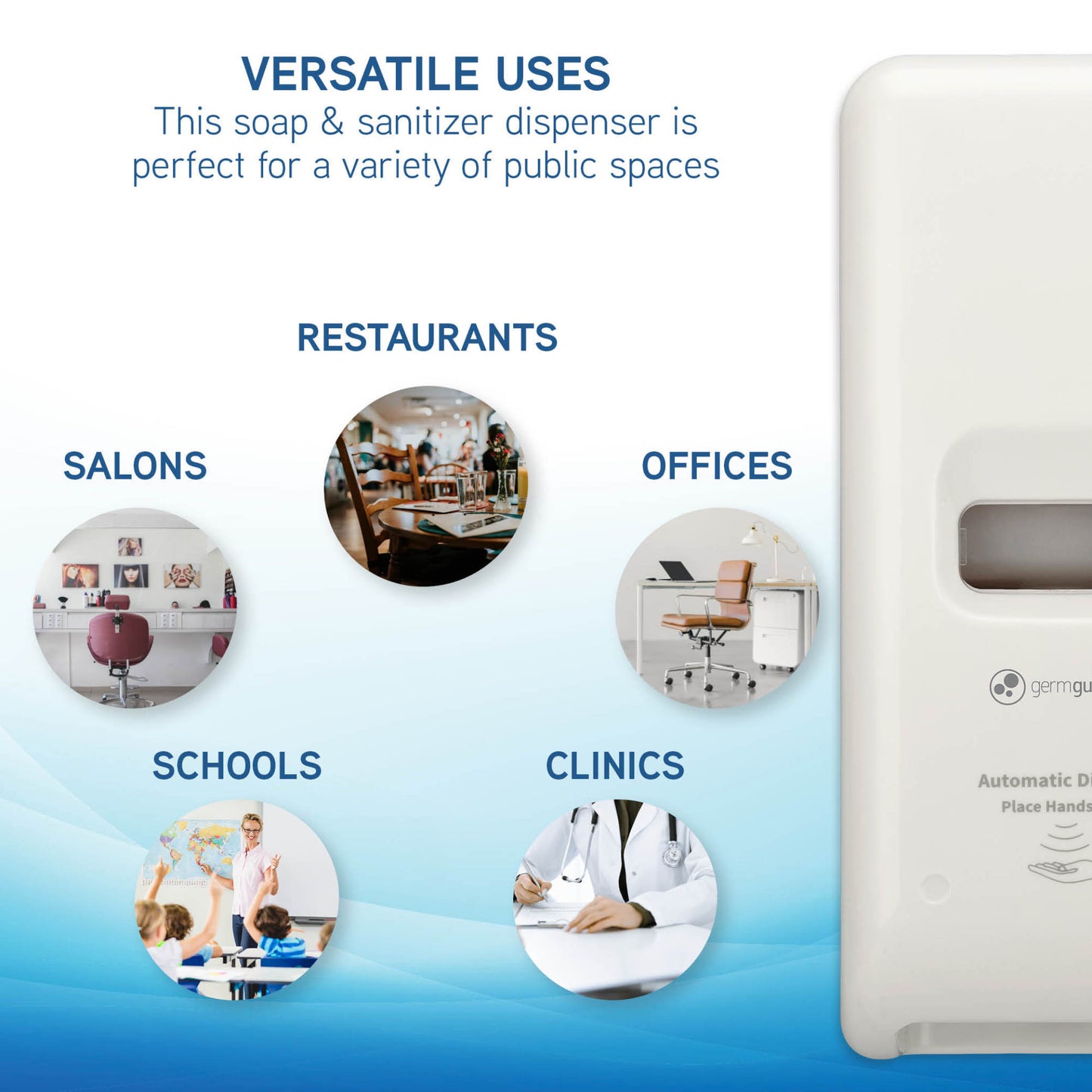 PureGuardian SD495 Automatic Hands Free Soap and Sanitizer Wall Mounted Dispenser for Office, School, Clinic and more, Large Capacity 1,000ml