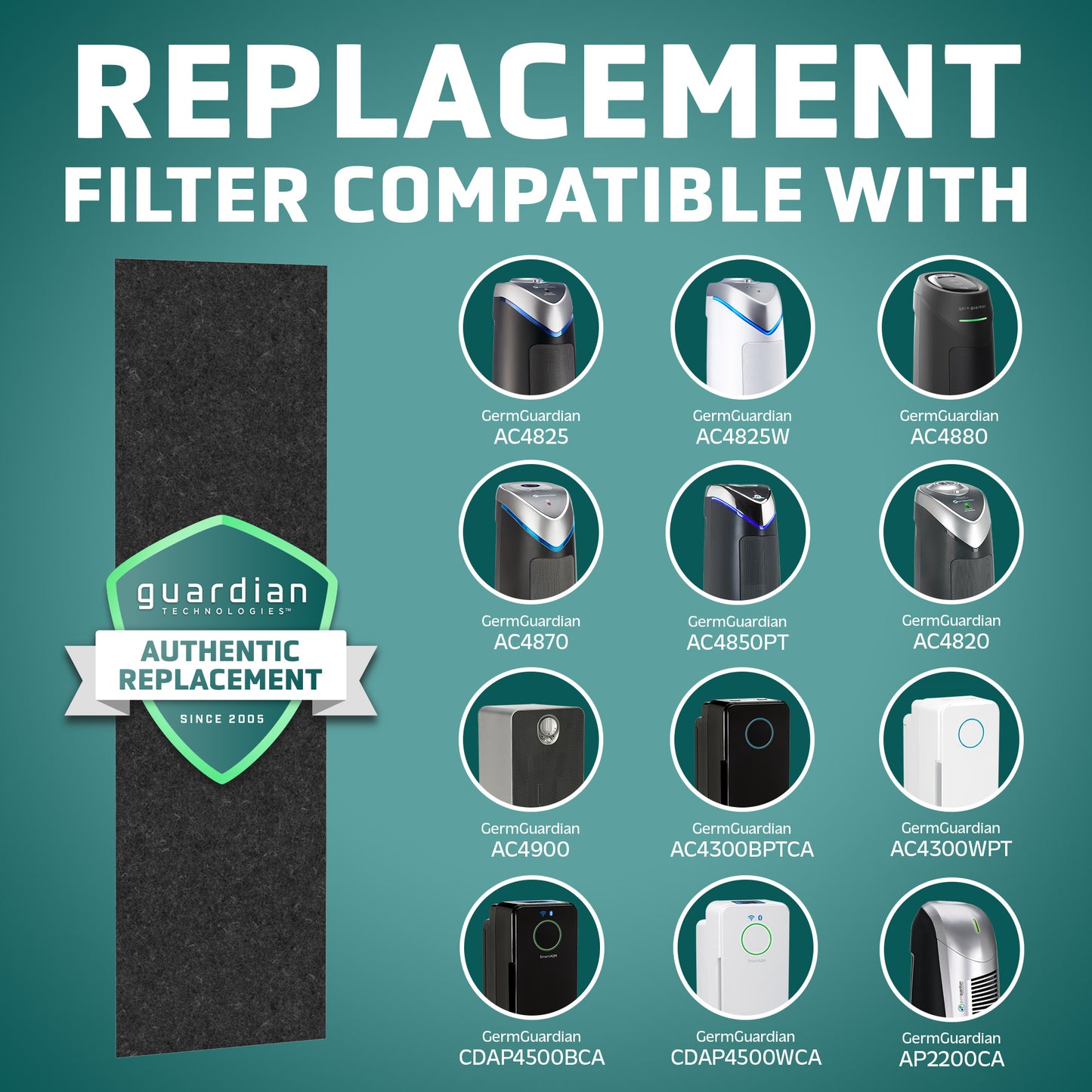 GermGuardian FLT22CB4 GENUINE Carbon Filter Replacements for 22" Air Purifiers: 4 count