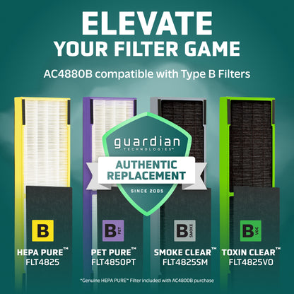 GermGuardian AC4880 HEPA PURE™ 22" Tower Air Purifier (5-speed 4-stage UV-C filtration, black)
