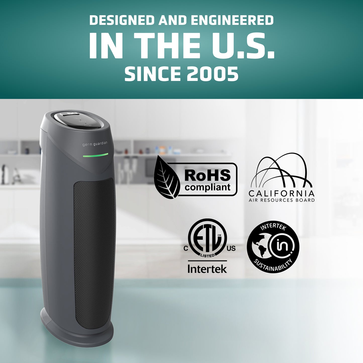 GermGuardian AC4880 HEPA PURE™ 22" Tower Air Purifier (5-speed 4-stage UV-C filtration, graphite)