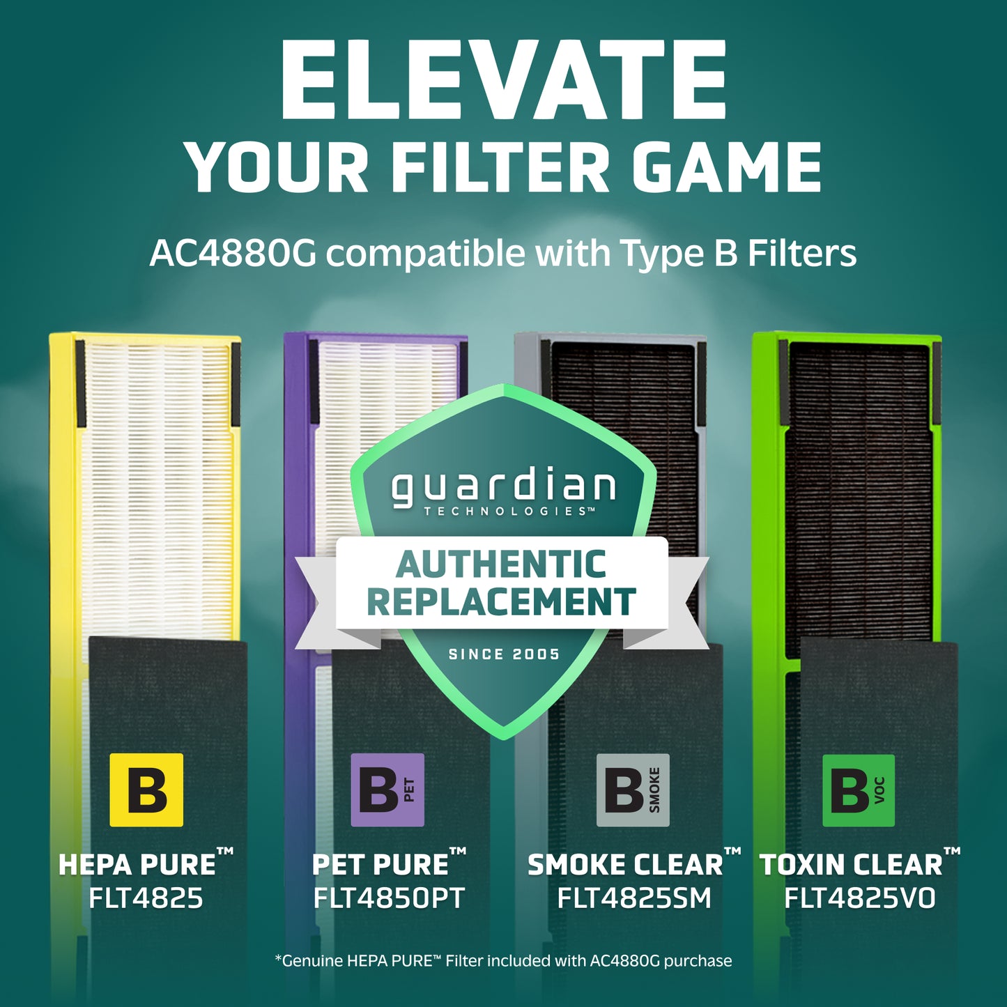 GermGuardian AC4880 HEPA PURE™ 22" Tower Air Purifier (5-speed 4-stage UV-C filtration, graphite)