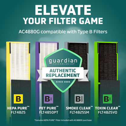 GermGuardian AC4880 HEPA PURE™ 22" Tower Air Purifier (5-speed 4-stage UV-C filtration, graphite)