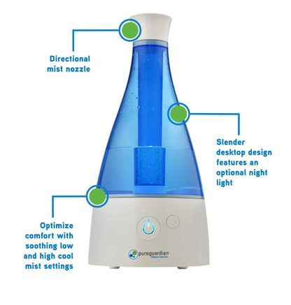 PureGuardian H940AR 0.5-Gallon Ultrasonic Cool Mist Humidifier with Aromatherapy Tray