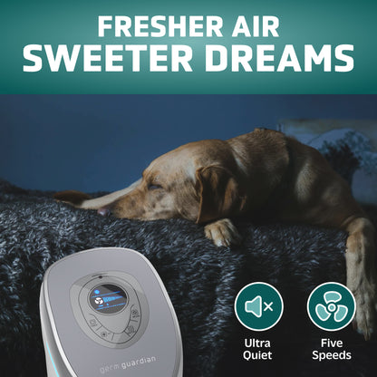 GermGuardian AC5250 PET PURE™ 28" Tower Air Purifier (5-speed 3-stage UV-C filtration, white)
