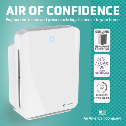 GermGuardian AC5900 HEPA PURE™ 21" Console Air Purifier & Bonus Filter (3-speed 4-stage filtration, white)