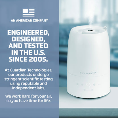 PureGuardian H955W 30-Hour Ultrasonic Top Fill Cool Mist Humidifier with Humidistat, .50 Gallon