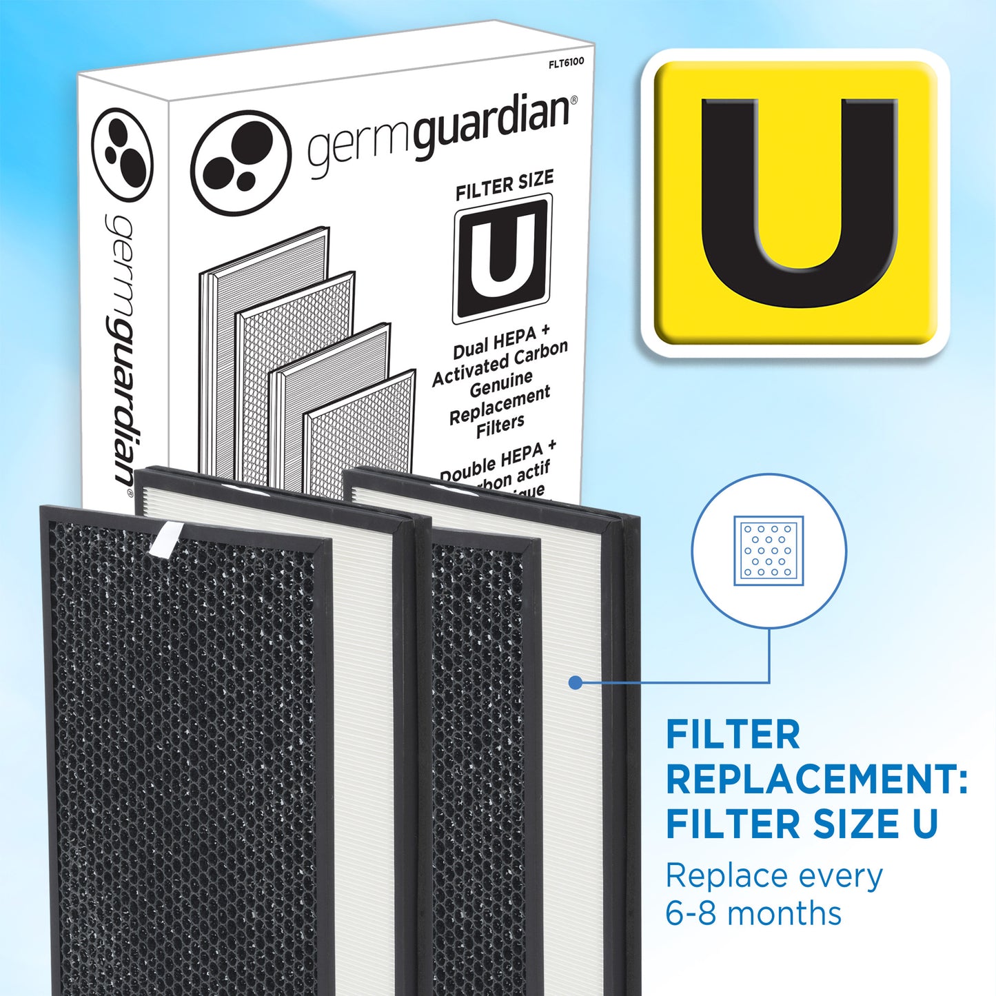 GermGuardian AC6100 PRO HEPA PURE™ 30" Console Air Purifier & Air Quality Monitor (5-speed 4-stage filtration, white)