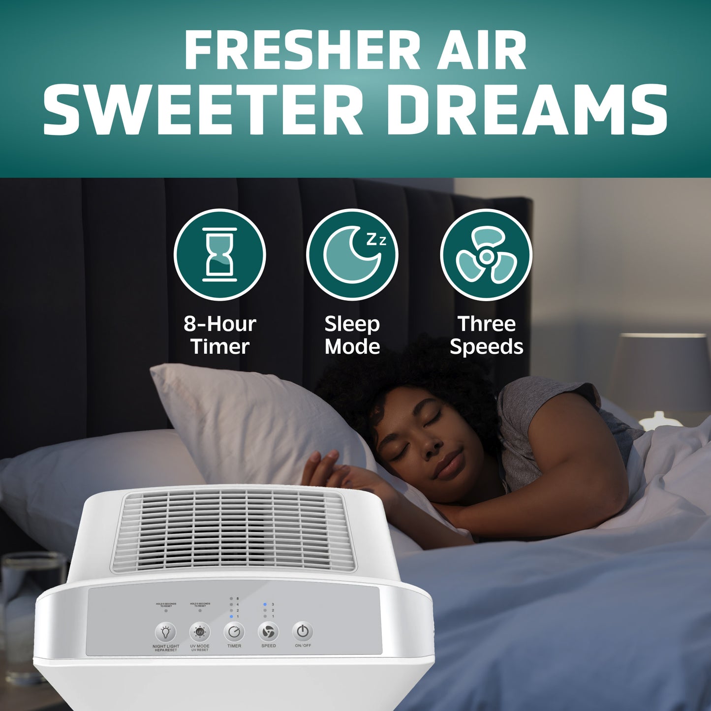 GermGuardian AC5900 HEPA PURE™ 21" Console Air Purifier (3-speed 4-stage filtration, white)