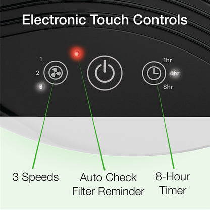 Lasko LP200 HEPA 15" Table Top Air Purifier (3-speed 2-stage filtration, white/black)