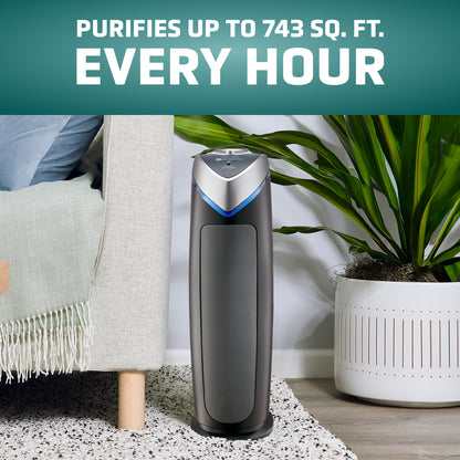 GermGuardian AC4825 HEPA PURE™ 22" Tower Air Purifier (3-speed 3-stage UV-C filtration, black)