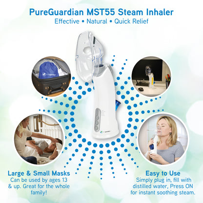 PureGuardian MST55 Personal Warm Mist Steam Inhaler with Aromatherapy Tray