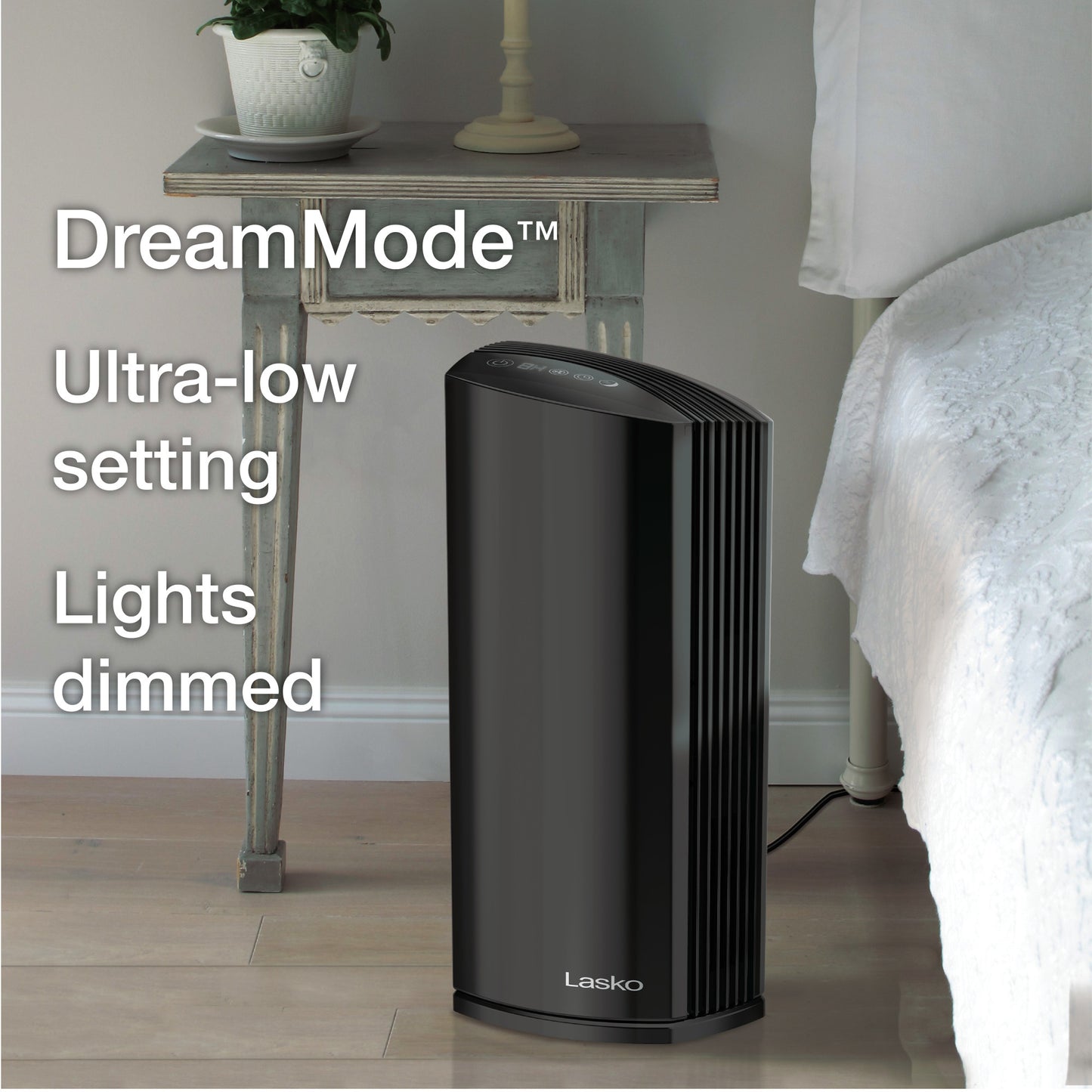 Lasko LP450 HEPA 22" Tower Air Purifier (4-speed 2-stage filtration, black)