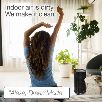 Lasko LP450 HEPA 22" Tower Air Purifier with Alexa (4-speed 2-stage filtration, black)
