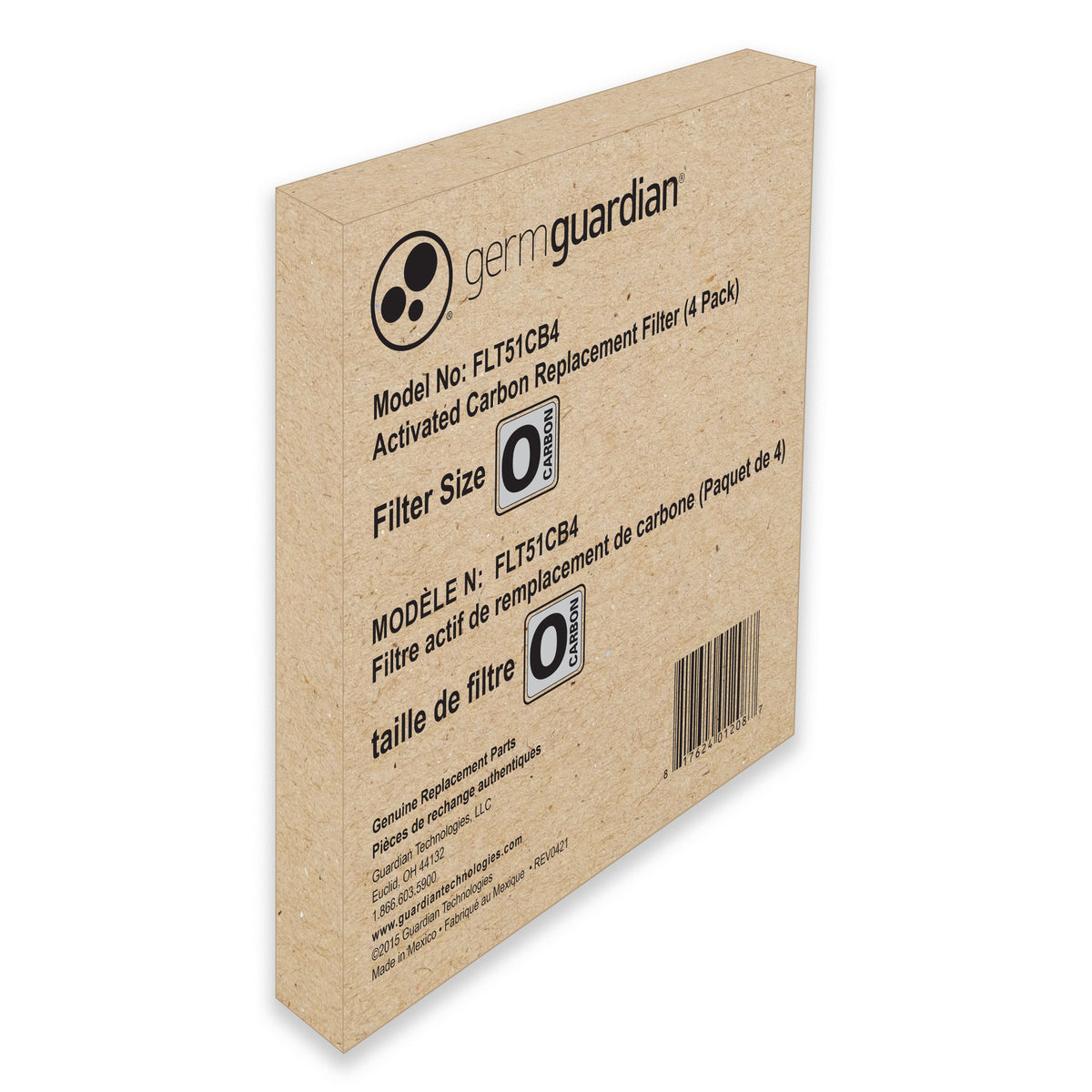 GermGuardian FLT51CB4 Carbon Replacement Filter O for AC5109W Air Purifier, 4 Pack