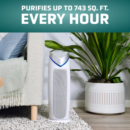 GermGuardian AC4825 HEPA PURE™ 22" Tower Air Purifier (3-speed 3-stage UV-C filtration, white)
