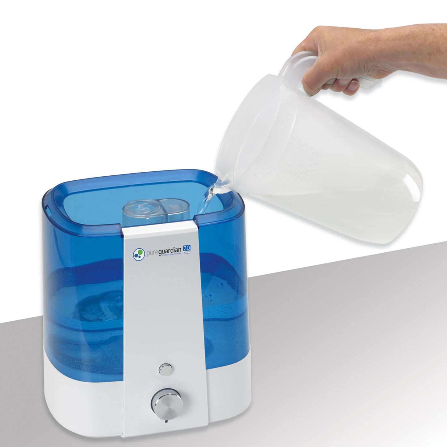 PureGuardian H5175W Top Fill Ultrasonic Cool Mist Humidifier with Aromatherapy Tray, 2 Gallon, 120 Hour Run Time