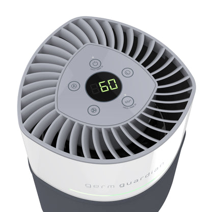 GermGuardian AC3050 AirSafe+ HEPA PURE™ 14" Table Top Air Purifier & Air Quality Sensor (360° 3-speed 4-stage UV-C filtration, white/gray)