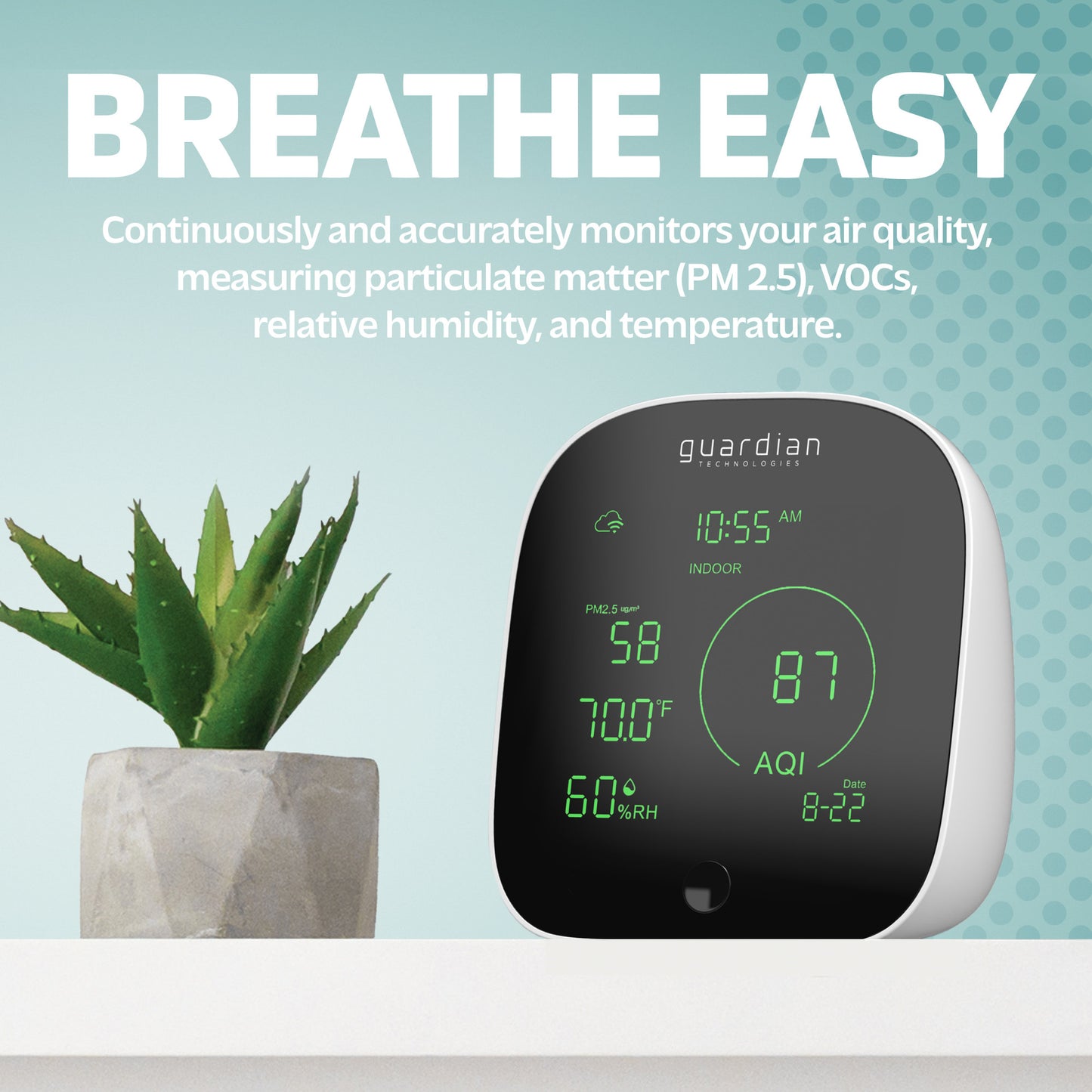 GermGuardian AQM101 Smart Air Quality Monitor (white)
