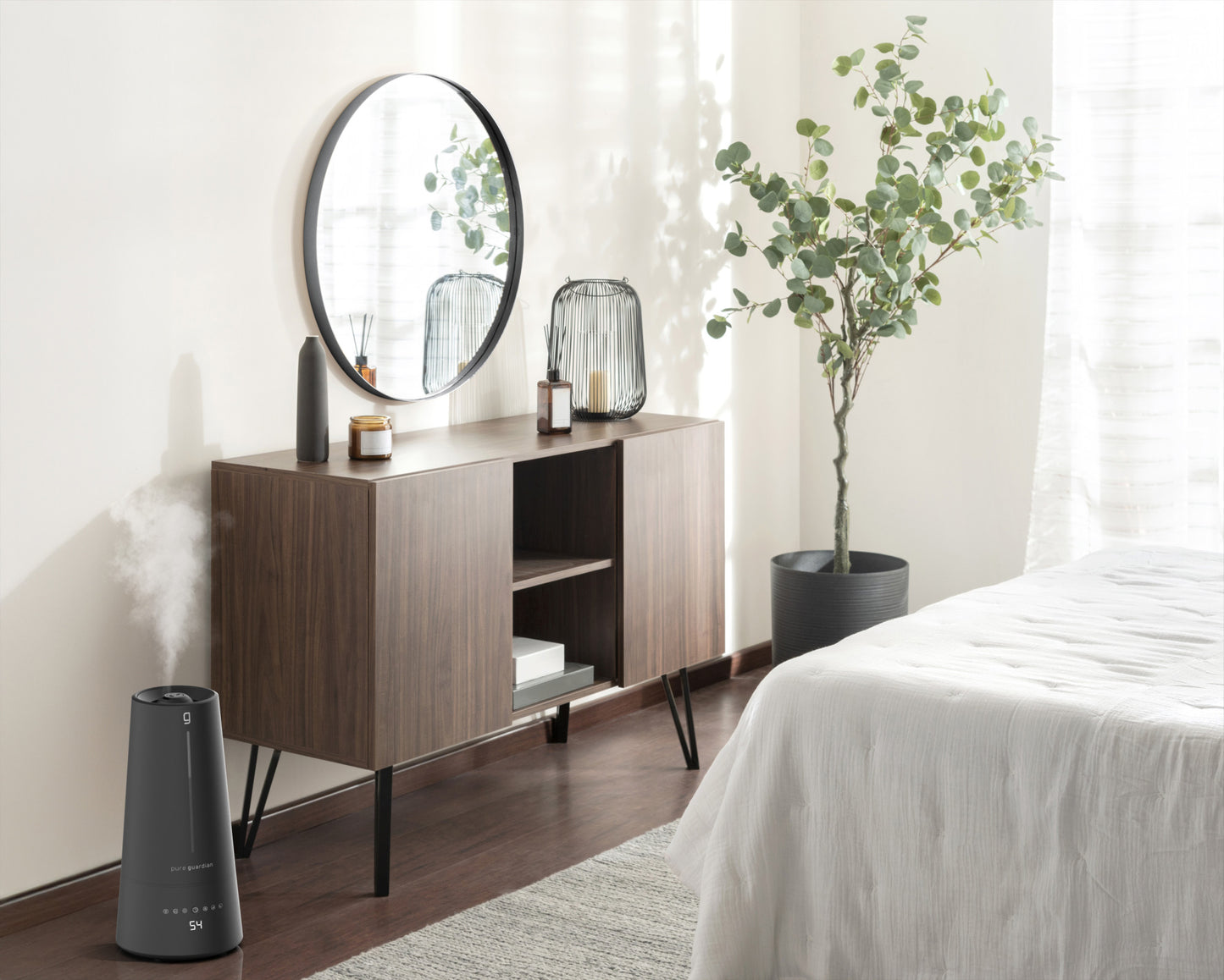 PureGuardian H5665B 90-Hour, 1.5 Gallon Warm and Cool Mist Ultrasonic Humidifier with Humidistat and UV-C