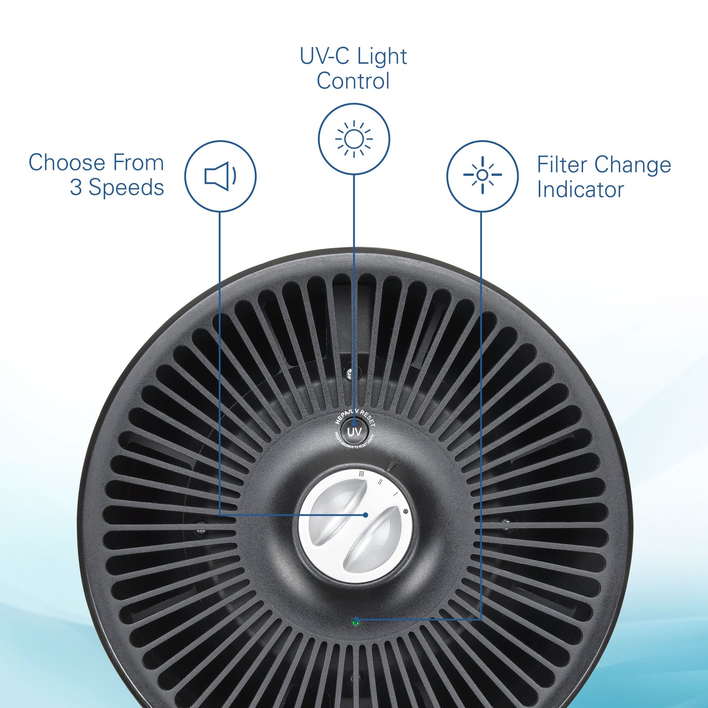 GermGuardian AC4700 HEPA PURE™ 15" Tower Air Purifier (3-speed 3-stage UV-C filtration, black)