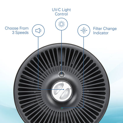 GermGuardian AC4700 HEPA PURE™ 15" Tower Air Purifier (3-speed 3-stage UV-C filtration, black)