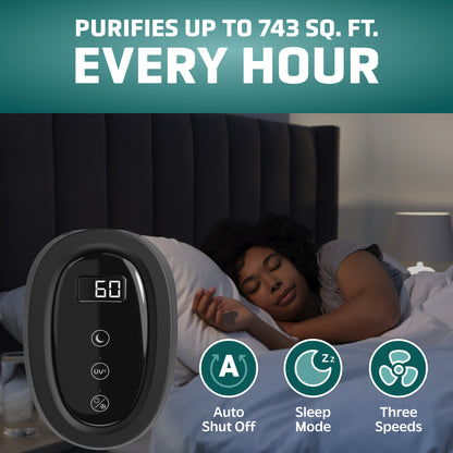 GermGuardian AC4880 HEPA PURE™ 22" Tower Air Purifier (5-speed 4-stage UV-C filtration, black)