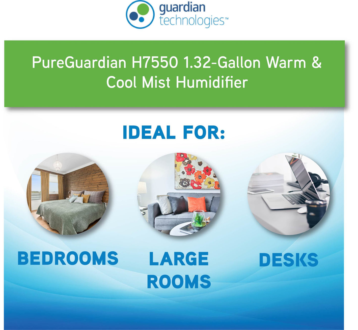 PureGuardian H7550 Elite Ultrasonic Warm Mist & Ultrasonic Cool Mist Humidifier