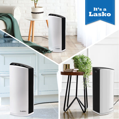 Lasko LP300 HEPA 22" Tower Air Purifier (3-speed 2-stage filtration, white/black)