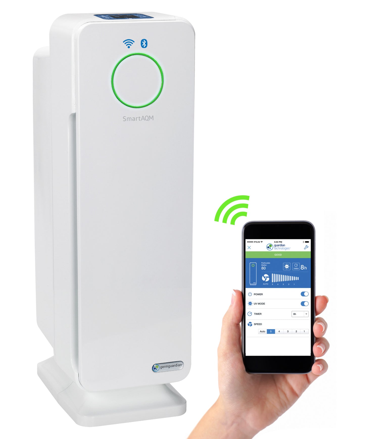 GermGuardian CDAP4500 22" Air Purifier with HEPA Pure Filter and UV-C: White