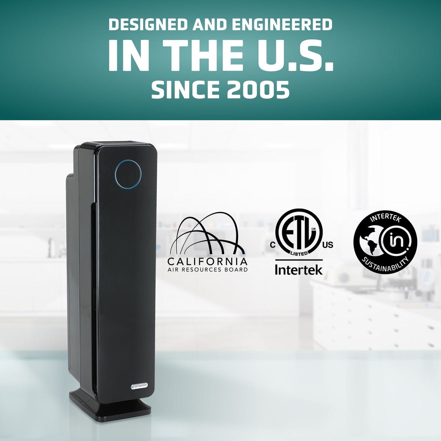 GermGuardian AC5350 HEPA PURE™ 28" Tower Air Purifier (5-speed 3-stage UV-C filtration, black)