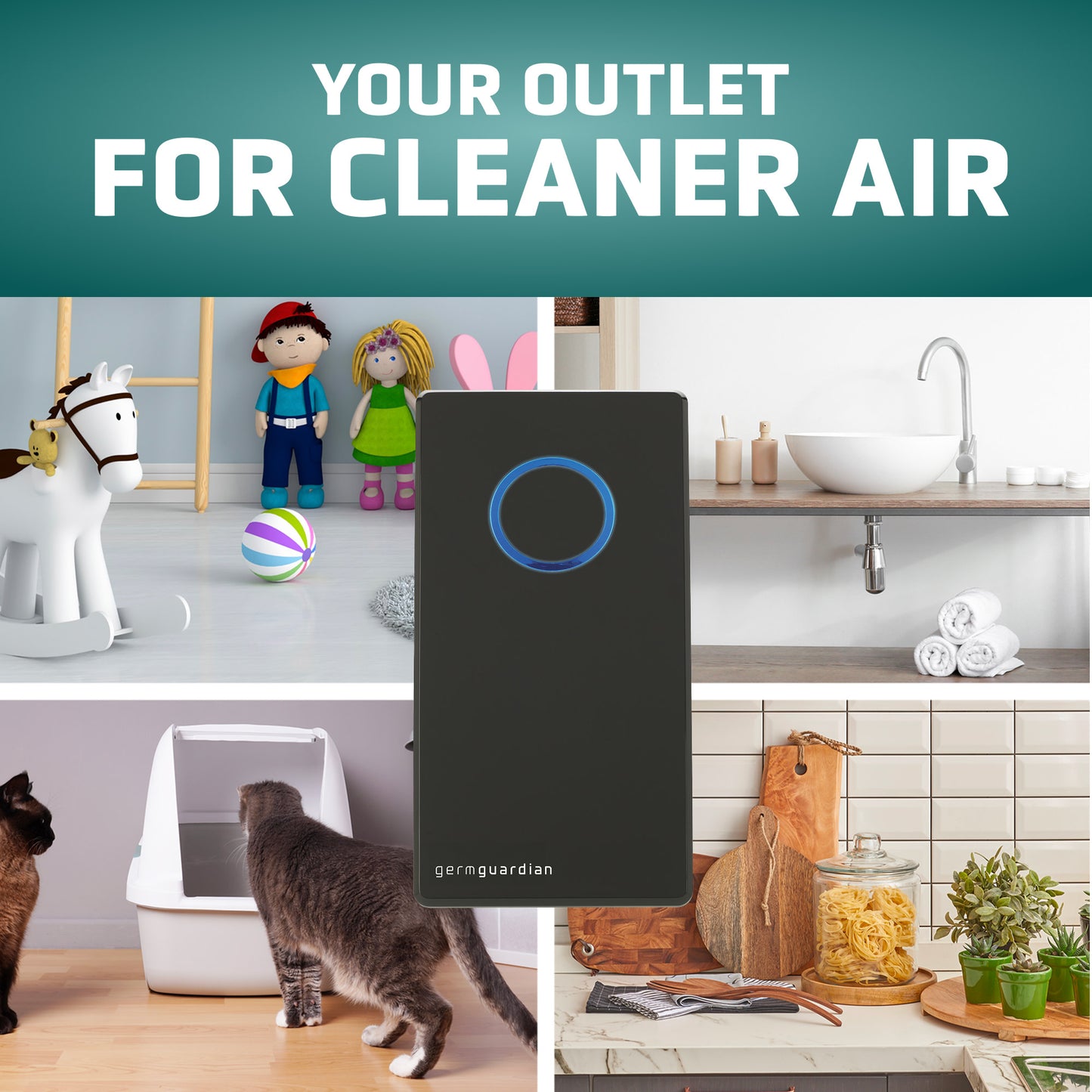 GermGuardian GG1100 Elite Pluggable UV-C Air Sanitizer, Odor Reduction (black)