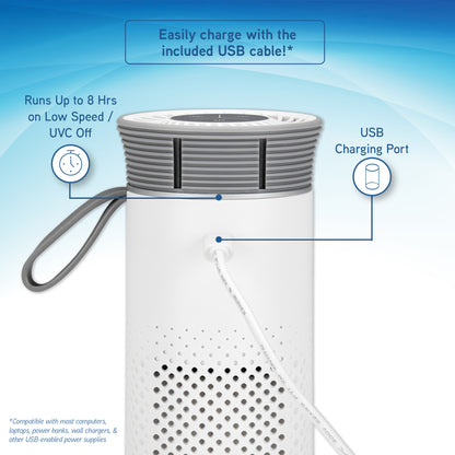 GermGuardian AC085 7" Portable Table Top Air Purifier (2-speed 3-stage UV-C filtration, white)