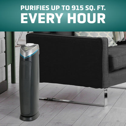 GermGuardian AC5000 HEPA PURE™ 28" Tower Air Purifier (3-speed 3-stage UV-C filtration, black)
