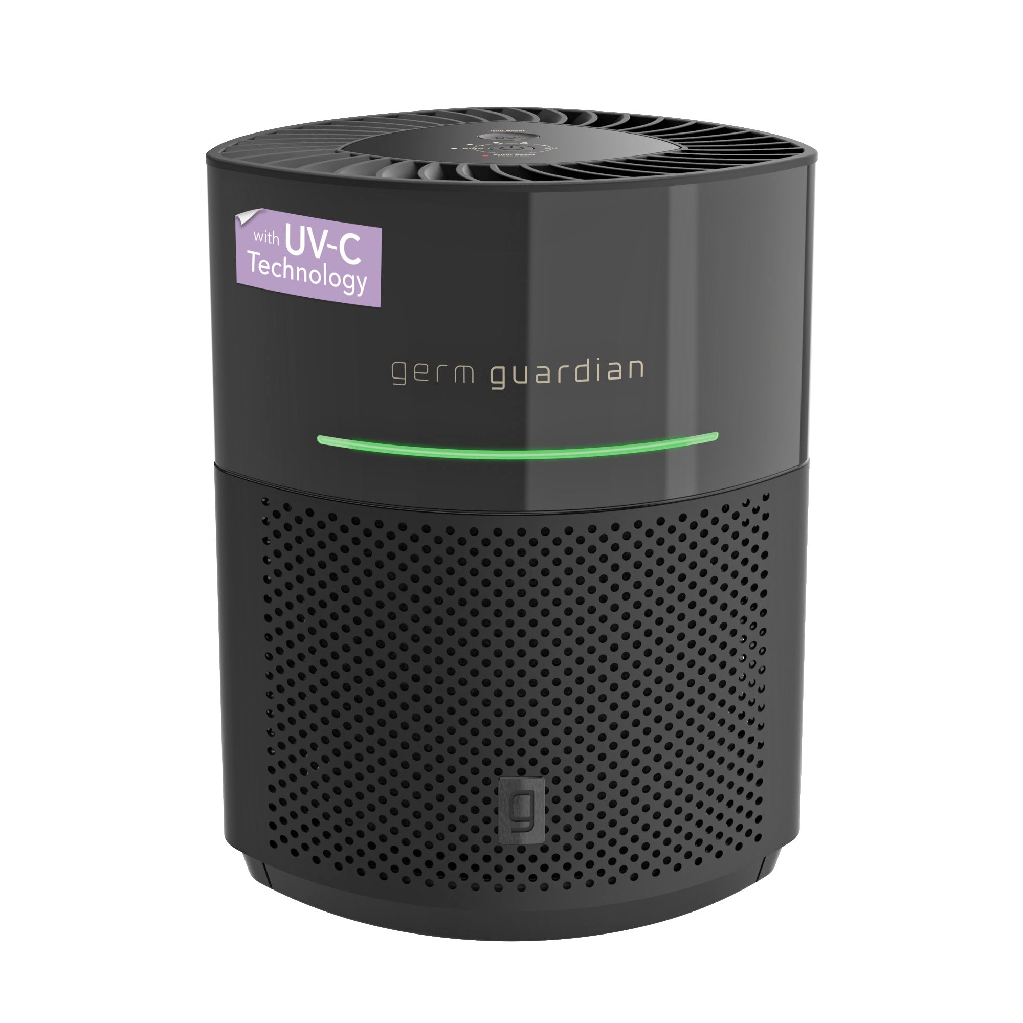 GermGuardian AC3000 HEPA PURE™ 14" Table Top Air Purifier & Air Quality Sensor (360° 3-speed 4-stage UV-C filtration, black)