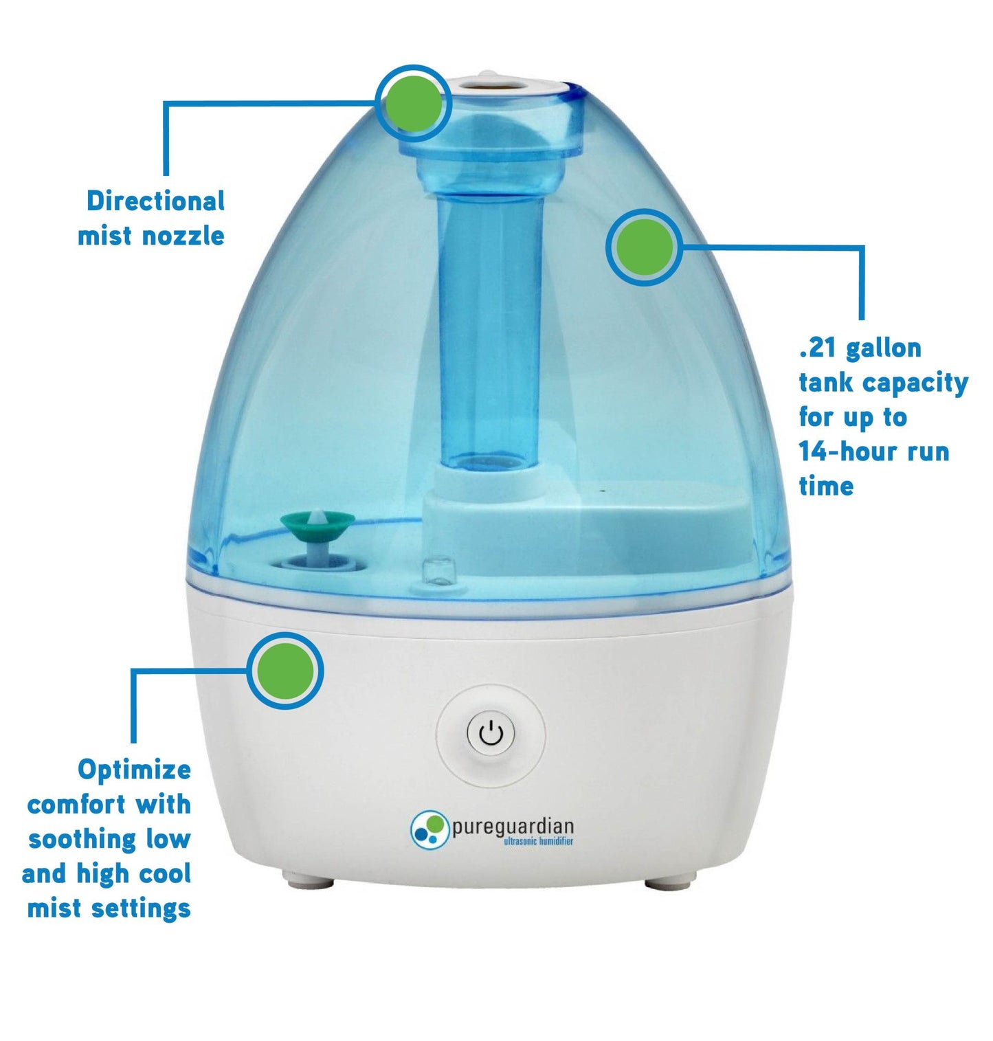 Humidificateur ultrasonique à brume fraîche PureGuardian H910BL pour pépinière