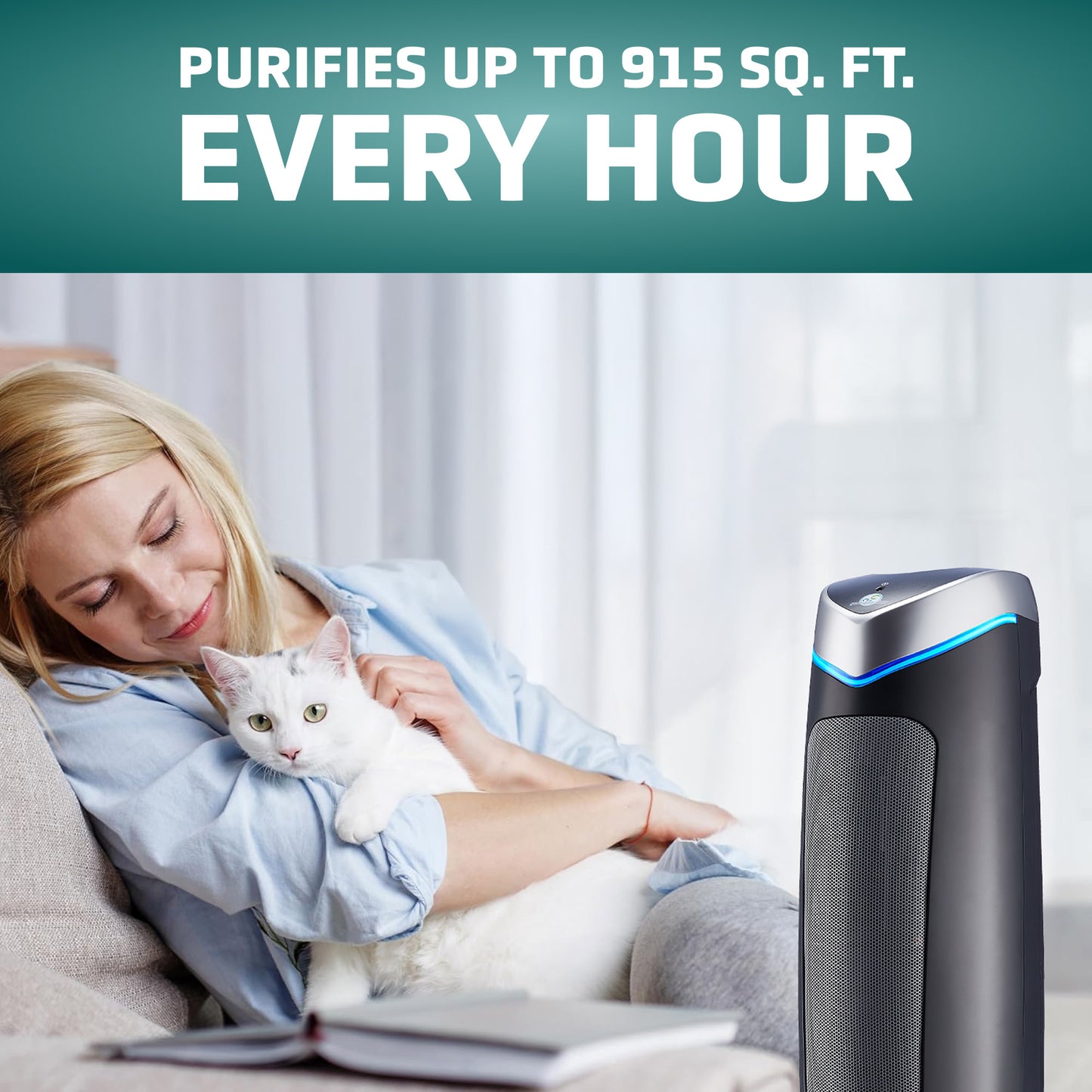 GermGuardian AC5250 PET PURE™ 28" Tower Air Purifier (5-speed 3-stage UV-C filtration, gray)