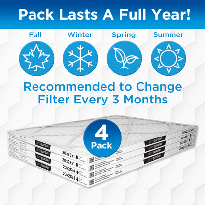GermGuardian Furnace Air Conditioner Air Filters (MERV12, 20" x 25" x 1", 4 count)