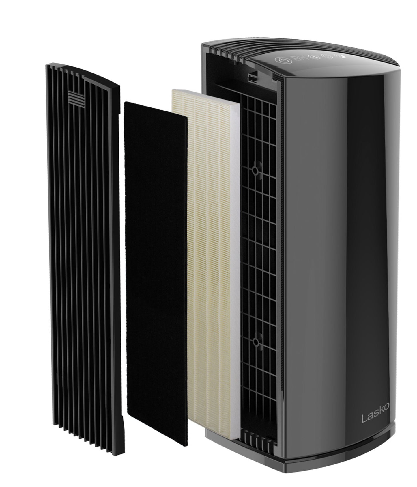 Lasko LP450 HEPA 22" Tower Air Purifier (4-speed 2-stage filtration, black)