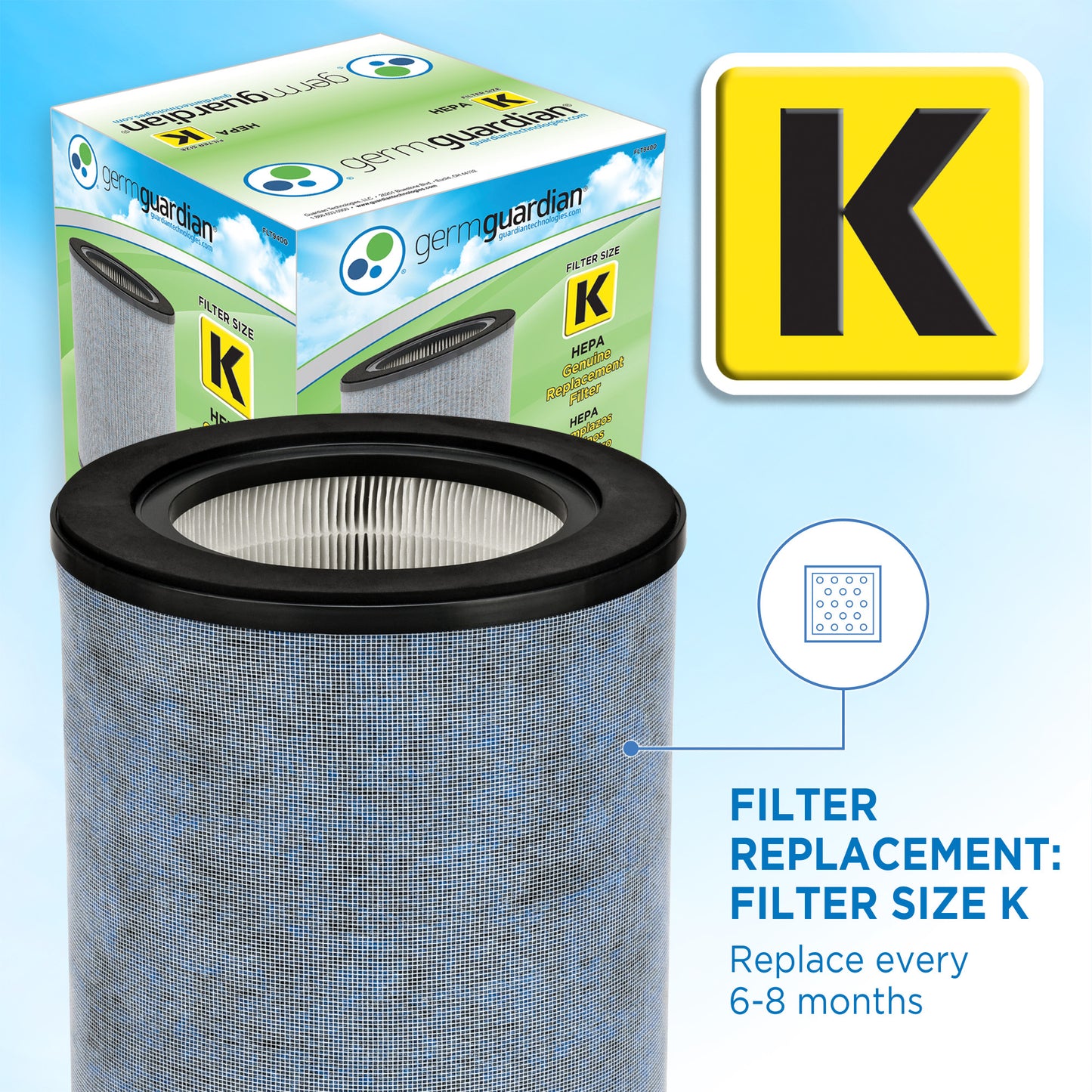 GermGuardian AC9600W Powerful Large Room Console Air Purifier with HEPA Filter, UV-C, Odor Reduction & Air Quality Sensor