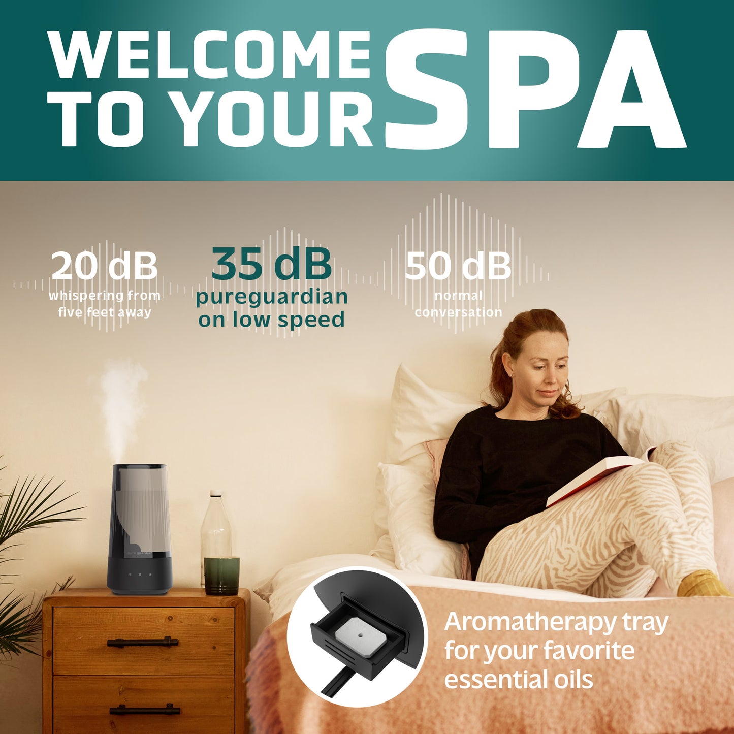 PureGuardian H980C 70-Hour Ultrasonic Cool Mist Humidifier, 1-Gallon