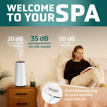 PureGuardian H997W 90-Hour Ultrasonic Humidifier with Humidistat, 1.6 Gallon