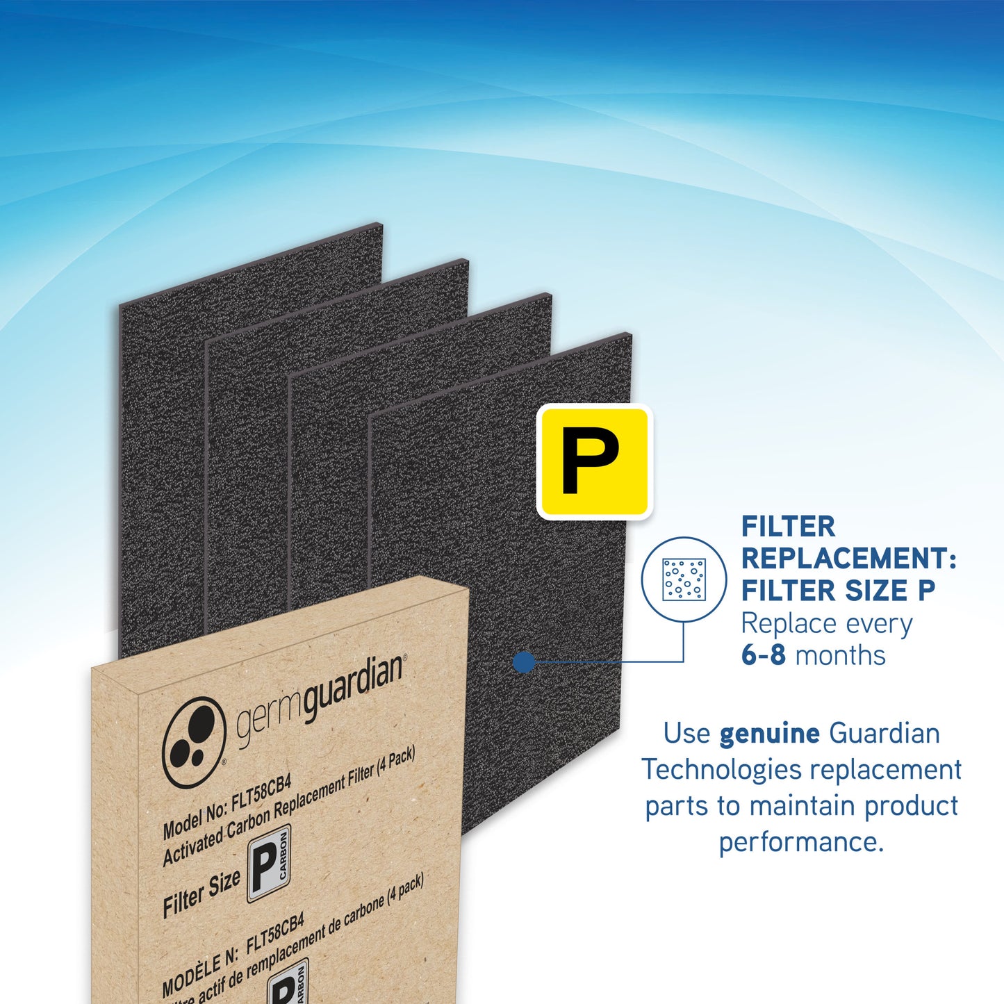 GermGuardian FLT58CB4 Carbon Replacement Filter P: 4 pack
