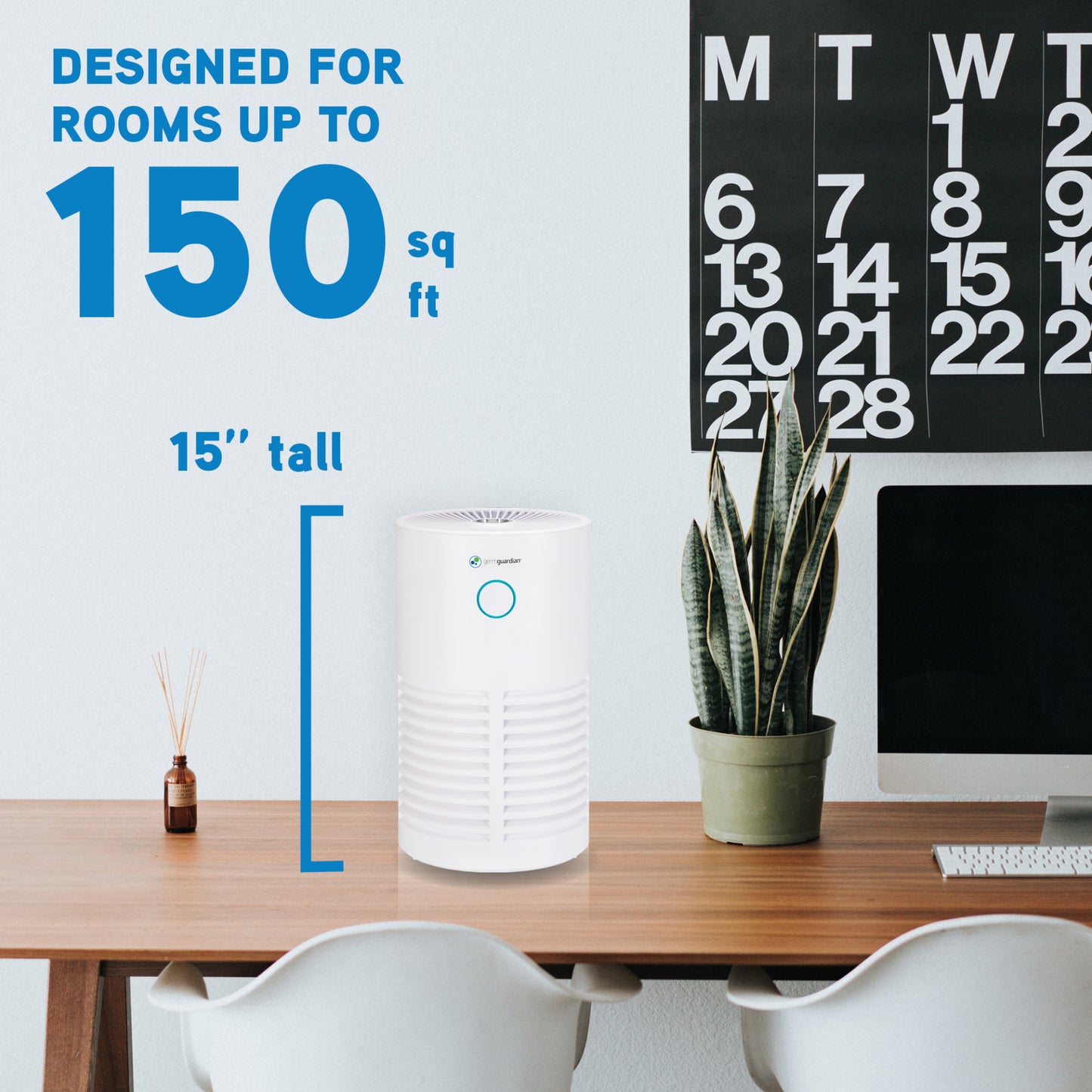 GermGuardian AC4711 HEPA PURE™ 15" Tower Air Purifier (3-speed 3-stage UV-C filtration, white)