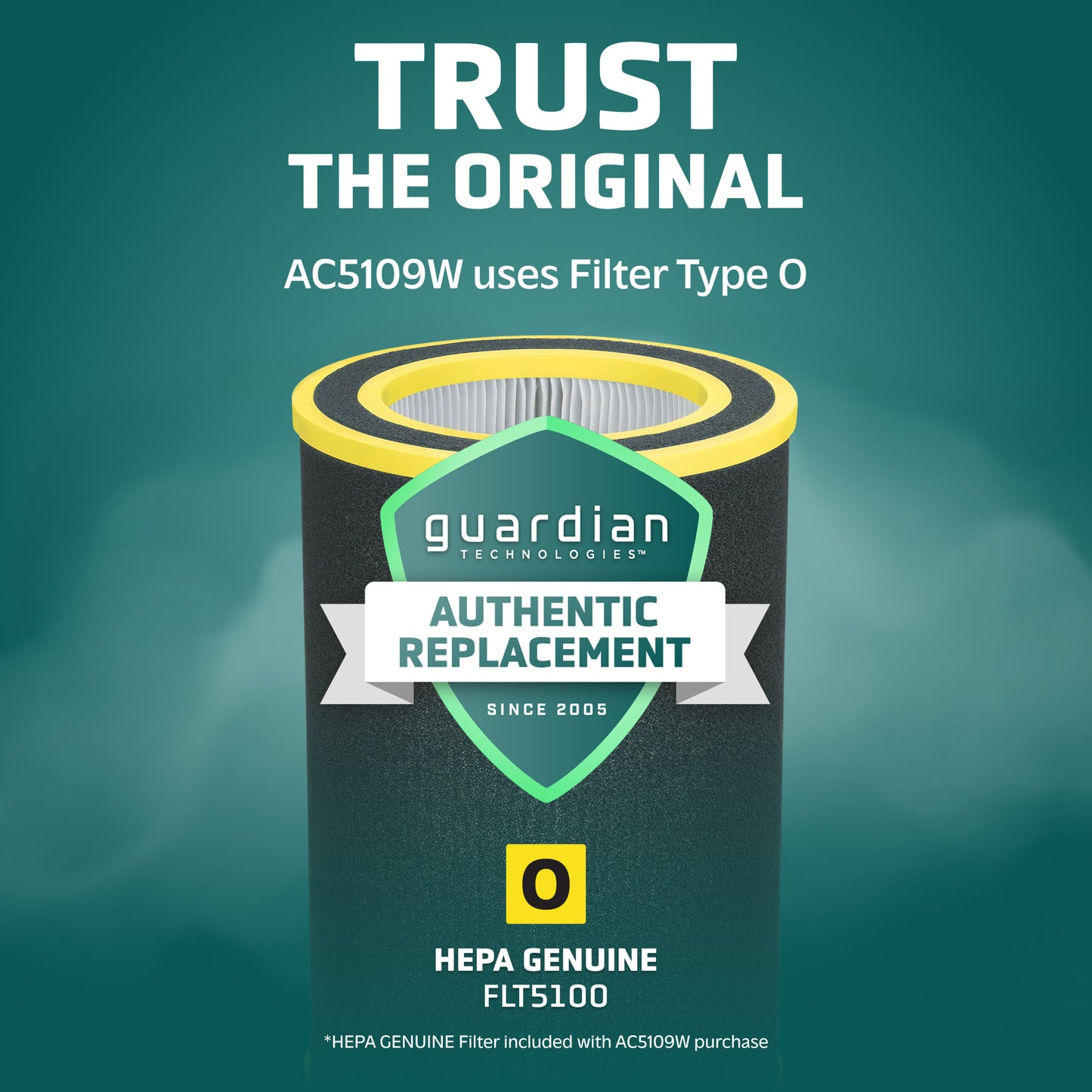 GermGuardian AC5109 HEPA PURE™ 24" Console Air Purifier (360° 4-speed 4-stage UV-C filtration, white)