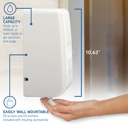 PureGuardian SD495 Automatic Hands Free Soap and Sanitizer Wall Mounted Dispenser for Office, School, Clinic and more, Large Capacity 1,000ml