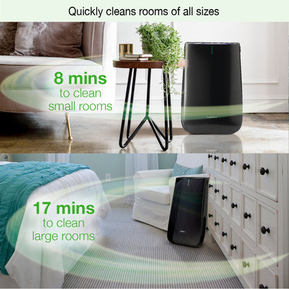 Lasko HF25630 Pure Platinum HEPA 28" Console Air Purifier (3-speed 3-stage UV-C filtration, black)