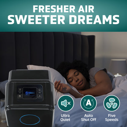 GermGuardian AC5350 HEPA PURE™ 28" Tower Air Purifier (5-speed 3-stage UV-C filtration, black)