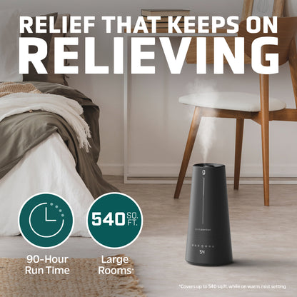 PureGuardian H5665B 90-Hour, 1.5 Gallon Warm and Cool Mist Ultrasonic Humidifier with Humidistat and UV-C